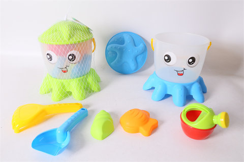 Transparent mini octopus emoji bucket beach toy
