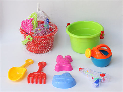 Beach bucket+water gun beach toy