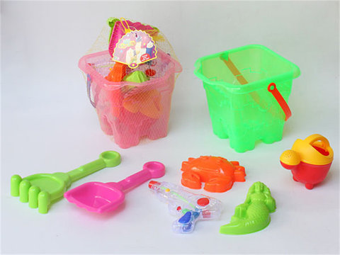 Beach bucket+water gun beach toy