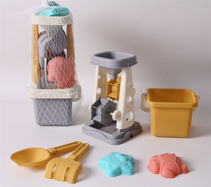 Small hourglass with bucket set beach toy