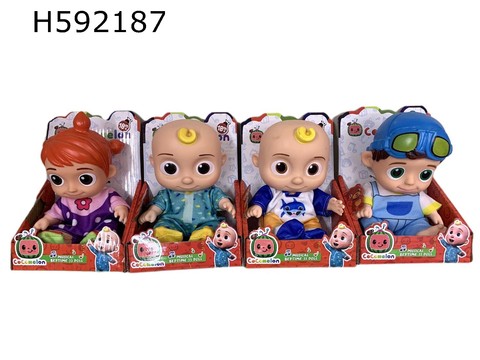 8-inch full-body rubber baby with music JJ doll watermelon school bus super baby 4 models