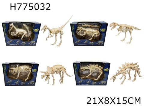 Assemble 4 types of dinosaur skeleton fossils