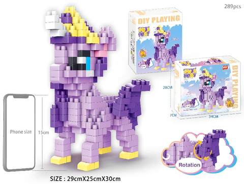 Little Purple Horse, Little Horse, Poly assembles Building blocks, Children's Desktop stacked Happy Educational Toys (289PCS)