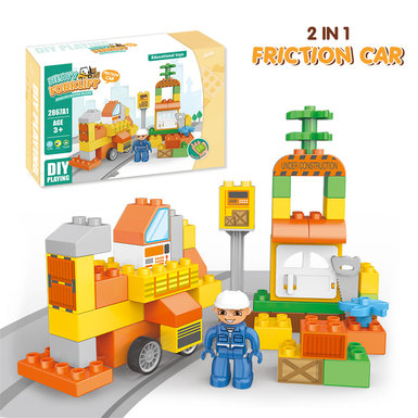 Forklift (inertia car) compatible with Legao granule building blocks, science and education, intelligence decompression (52PCS) building block toys and educational toys