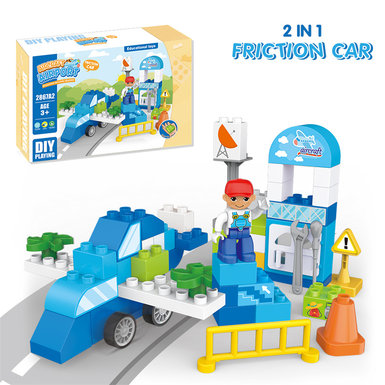 Aircraft (inertia car) compatible with Lego granule building blocks (53PCS) science, education, intelligence, decompression, building block toys, educational toys