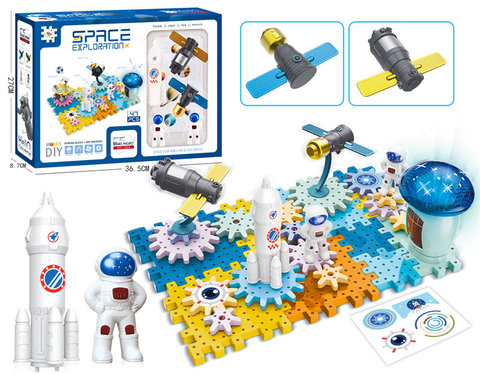 Space Series-Space Station Space Gear Building Blocks Science and Education Educational Puzzle (Electric, Music, Lighting) 51PCS