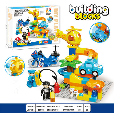 Urban rescue police cars, police planes, large particle slide blocks compatible with LEGO DIY puzzle building blocks for small scenes, boys' toys (68PCS)