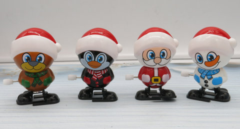 Old man walking with his head on the chain. Snowman. Penguin. Xiong
