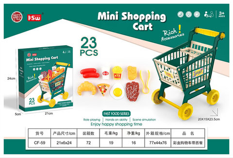 Smallshoppingcartwith23piecesetofWesterncuisine