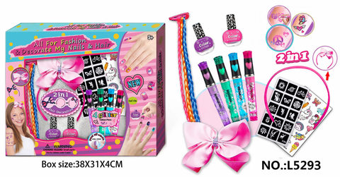 DIY jewelry, manicure, hairdressing and tattoo sticker set with 4 tattoos