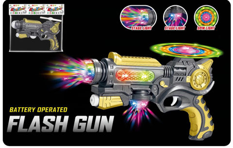 Paint painting, rotating light, voice gun