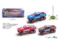 1:16六轮奔驰皮卡四通遥控警车包电（车身3.7V锂电+USB线遥控器2粒5号不包）