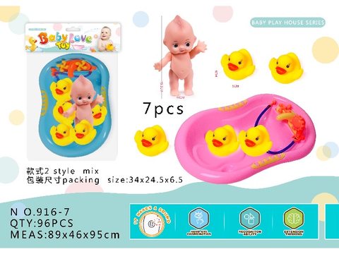 Bathroom enamel doll with duck bathtub toy