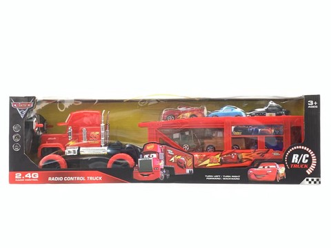 2.4G4 remote control off-road cartoon headband, double-layer flat-panel car, 6 gliding cartoon cars, without electricity
