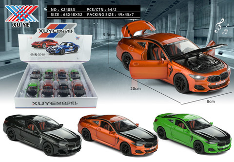 1:24 alloy BMW model car four-door pullback lighting music (8 packs)