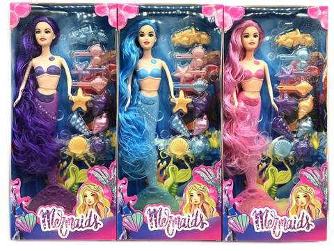 New 14-inch long-hair lighting mermaid with dressing blister three mixed lights