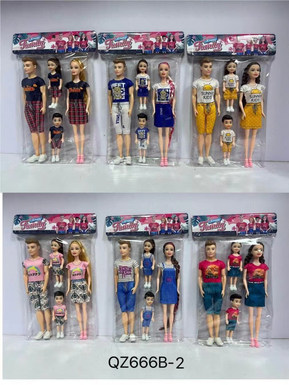 11.5 Inch full-body Barbie PVC card head parent-child pack 6 models mixed