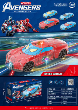 Electric universal lighting, music, transparent shell Spider-Man sports car