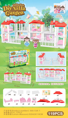 DIY mini villa with furniture and mini Barbie doll