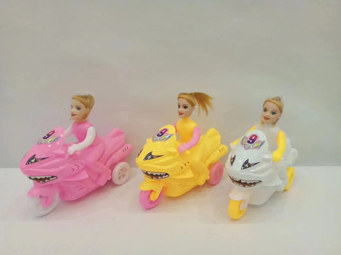 Pull wire flash Barbie motorcycle