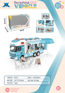 Inertial Sky Blue Short-Headed RV-Beach Camping Tour (with Lights and Sound)