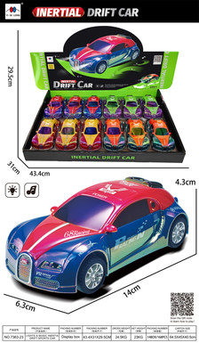 UV colorful neon plated drift inertial light music car,12pcs/box