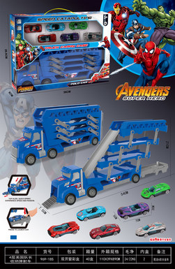 Captain America 4-story storage folding car catapult car +6 alloy cars