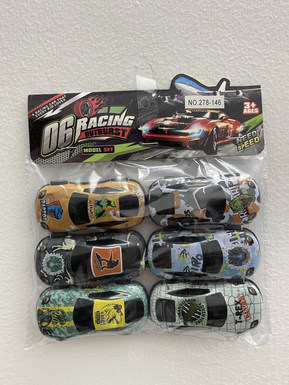 Alloy pullback dinosaur car 6 packs