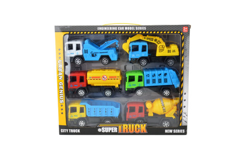 Six engineering vehicles