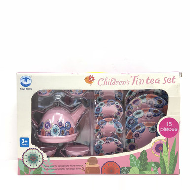 Pink and solid color tea set