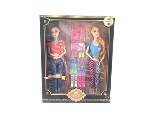 11.5 Inch long pigtails, two sisters with shoes, fashionable Barbie doll