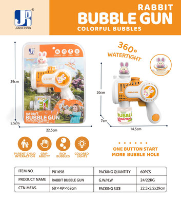Rabbit rotating bubble gun with action (10 holes)