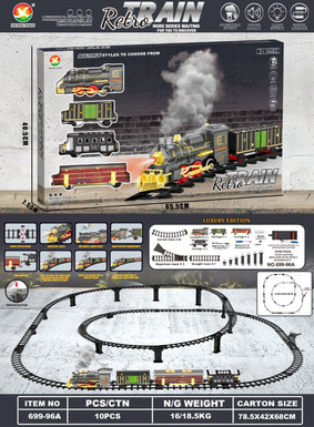 Classical steam-charged rail train (train simulation sound, light, spray)