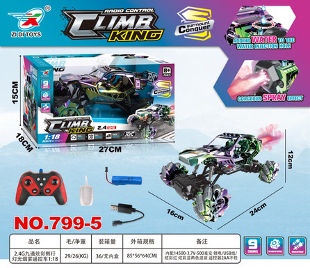 2.4G 9-channel colorful side lights smoke remote control car 1:18