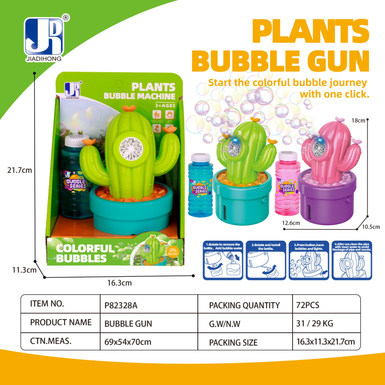 Electric 8-hole cactus potted bubble machine with lighting