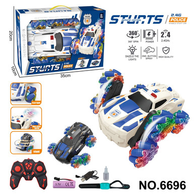 2.4G small 6-wheel police car drift stunt remote control car