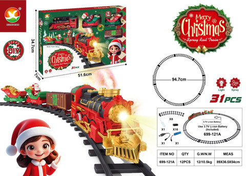 Classical steam charged rail train (Christmas model)