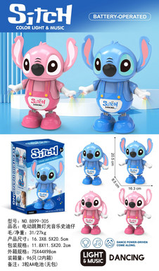 Electric dancing, lights and music, Stitch (3 1.5VAA batteries, no pack)