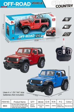 Wrangler Jeep Cross-Road Remote Control Car with Front Lighting (No Electricity Included)