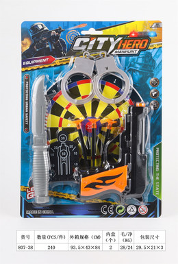Gun piece police kit-three-bullet 54 needle gun with handcuffed knife and human target