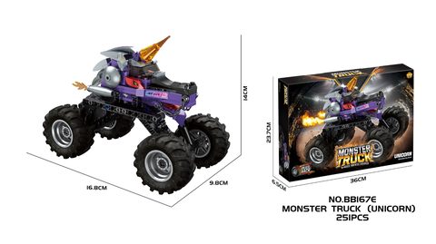 Pullback Monster Unicorn Bigfoot Car (with shock absorber)