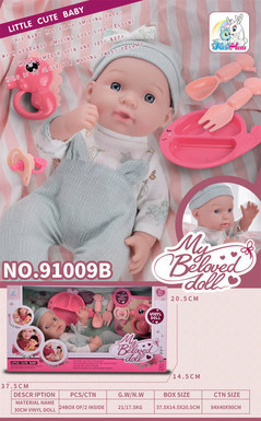 12-inch fashionable clothes, all-vinyl doll with tableware