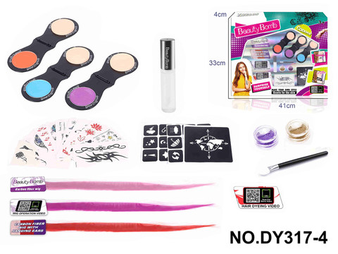 DIY beauty girl hair dye hair, wig and tattoo set