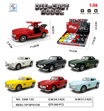 1:36 alloy pullback simulation retro gull-wing door three-open Mercedes-Benz classic car (retro version)