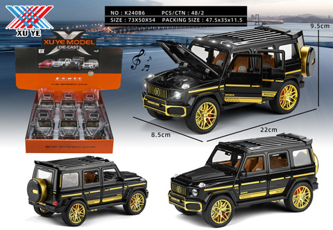 1:24 Babs black gold version alloy car model pull back 6 door opening lighting music (6 packs)