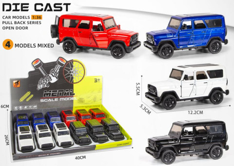 1:36 Three-door alloy acousto-light waz off-road car model pull back