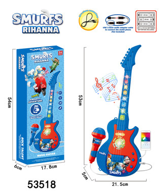 Light music guitar with microphone new Smurfs