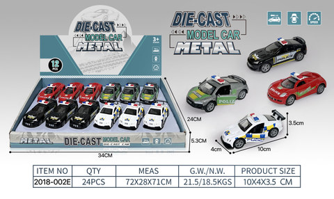 1:64 Supercar Police Car 4 Color Mixed