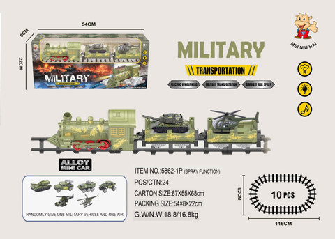 Electric military track steam train