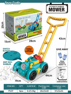 Fully automatic lawnmower bubble cart (with 2 bottles of 50ML bubble water)